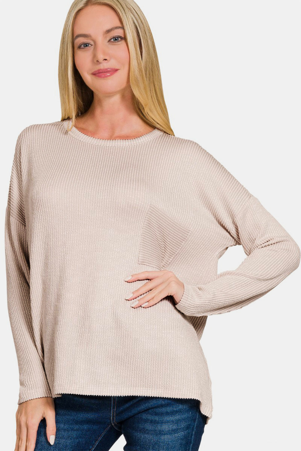 Michelle Ribbed Striped Long Sleeve T-Shirt