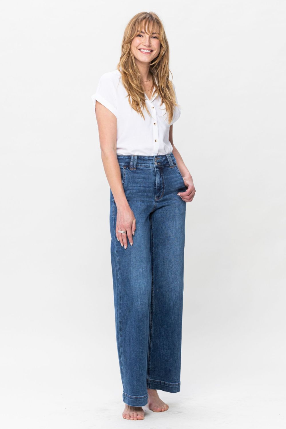 Judy Blue Patsy Double Button Wide Leg Jeans