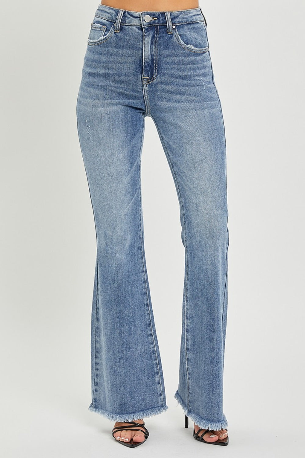 RISEN Kylie High Waist Raw Hem Flare Jeans