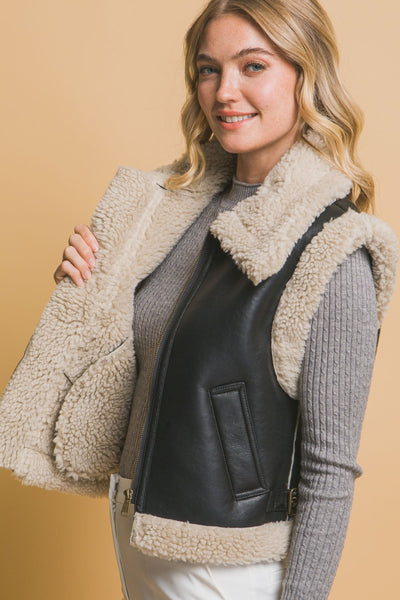 Layla Sherpa Zip Up Vest with Pockets