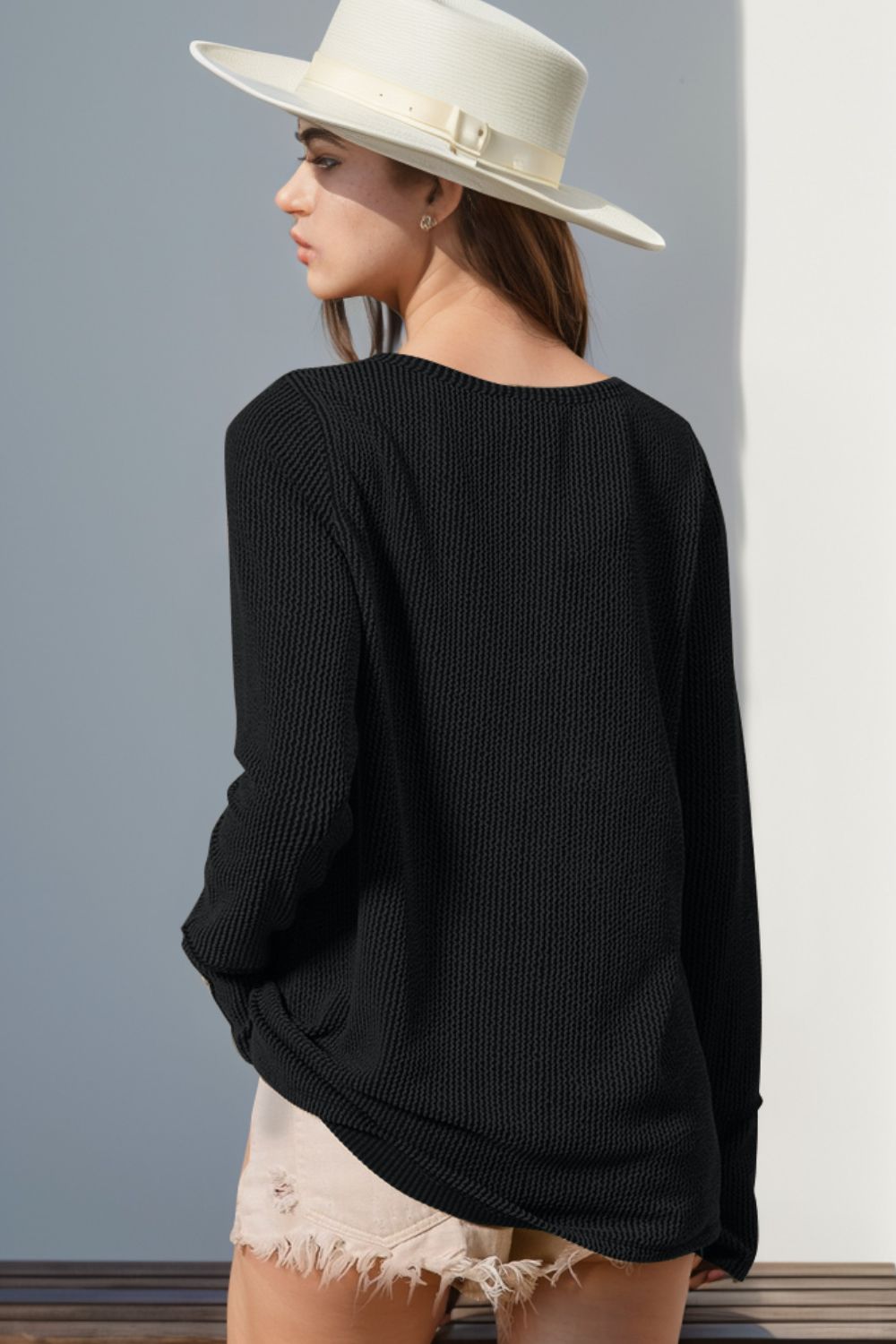 Eloise Notched Thumbhole Long Sleeve T-Shirt