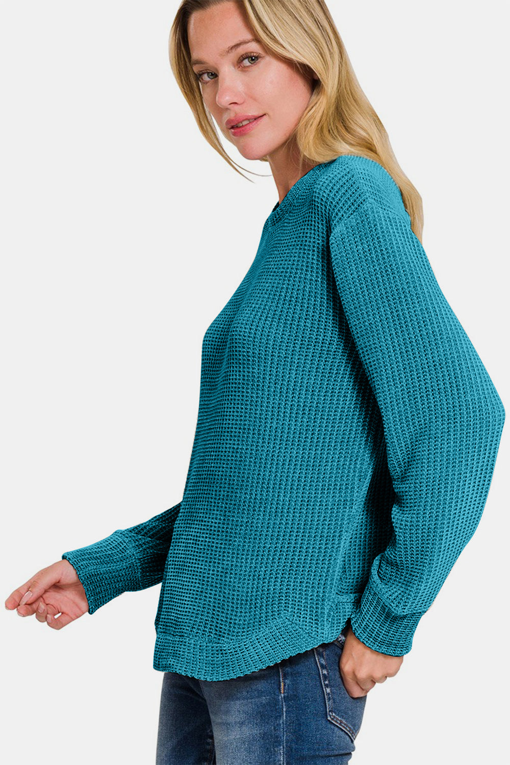 Lanie Chenille Waffle Round Neck Sweater