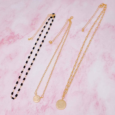 Suzanne Disc & Beaded Chain Necklace Set Of 3