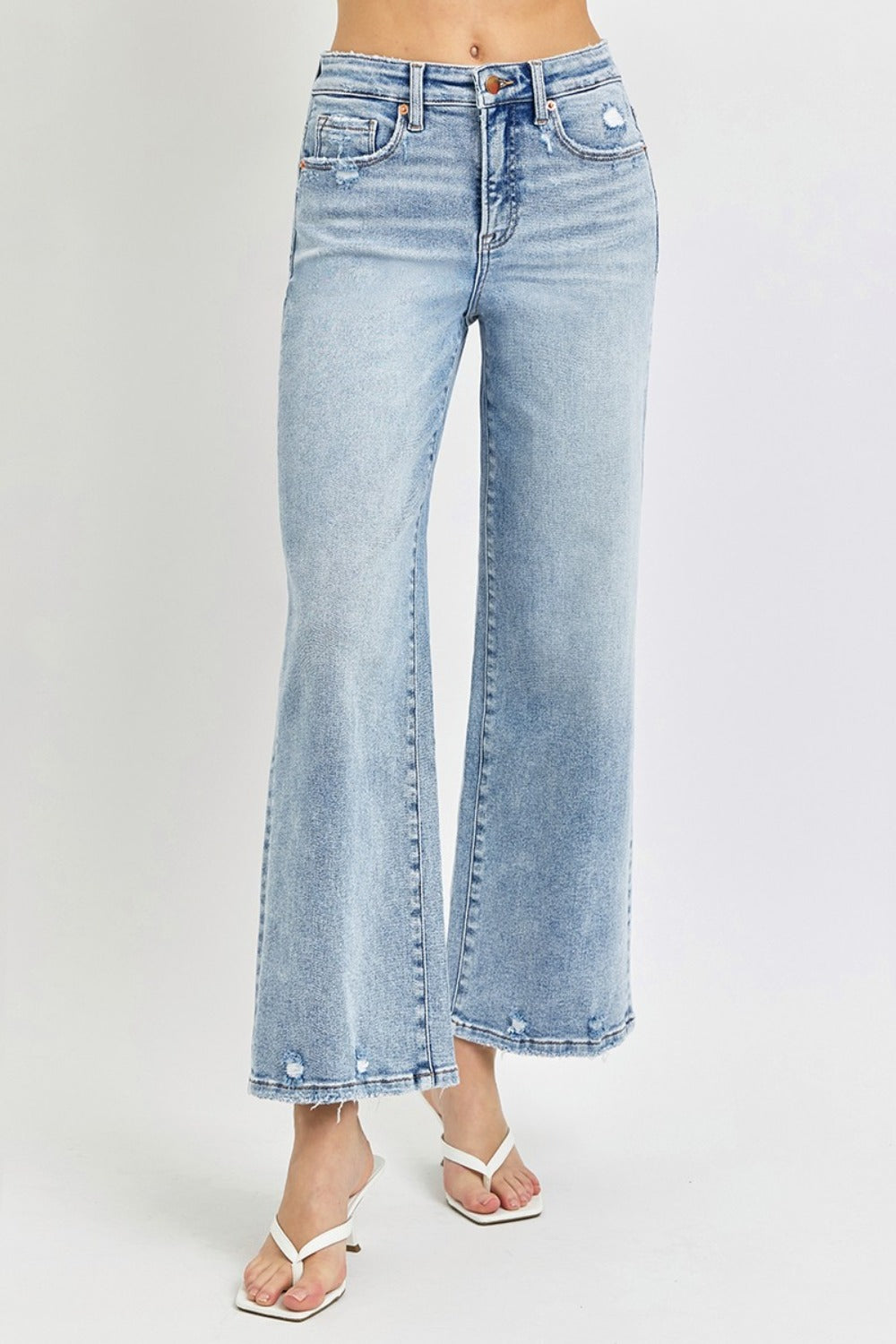 RISEN Payton Tummy Control High Rise Crop Wide Leg Jeans