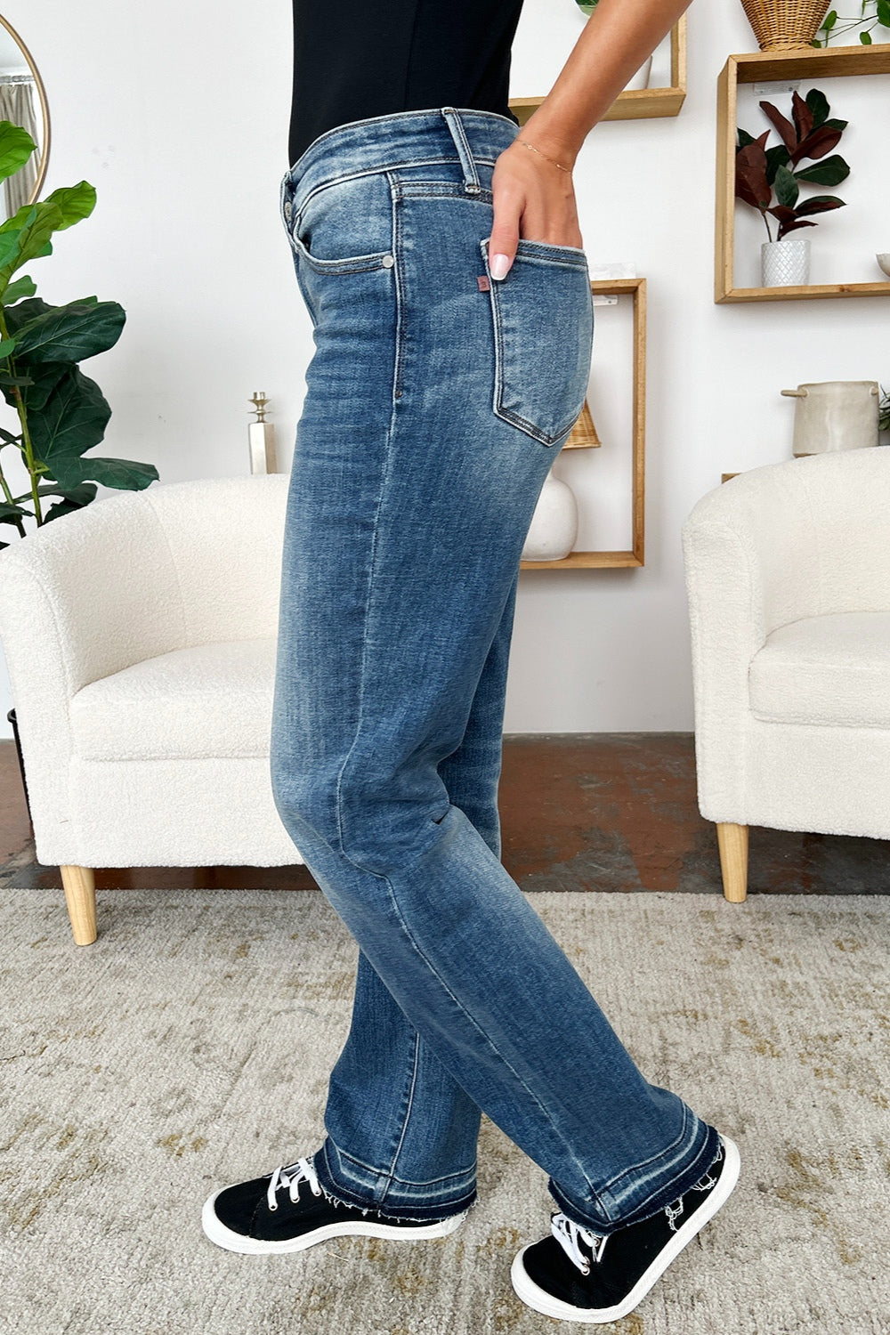 Judy Blue Mia Mid Rise Release Hem Jeans