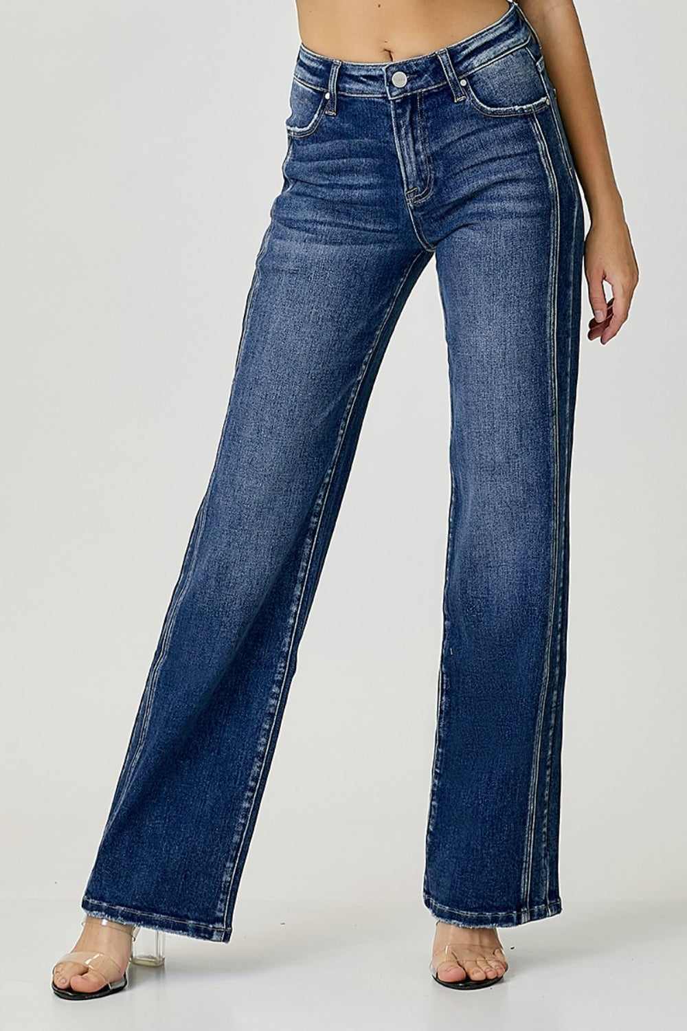 RISEN Brianna Mid Rise Straight Jeans