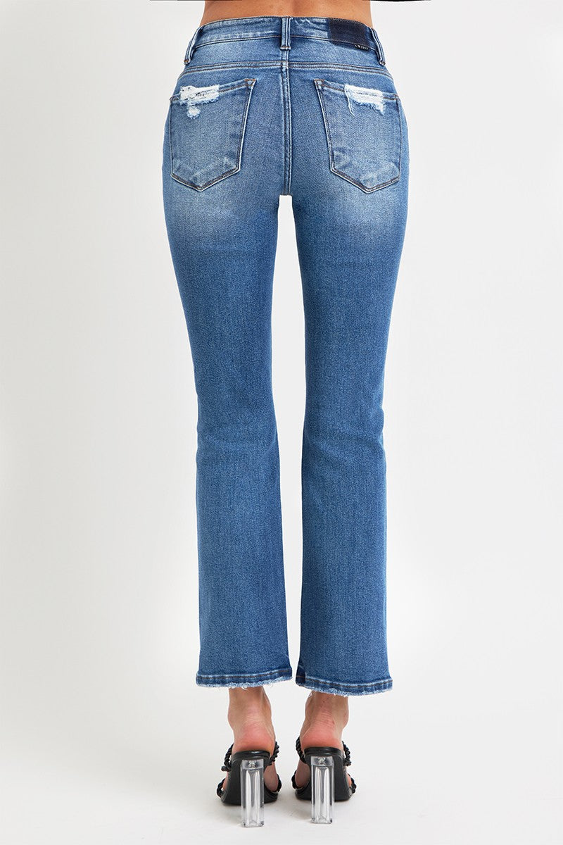 RISEN Francine Mid Rise Ankle Straight Jeans