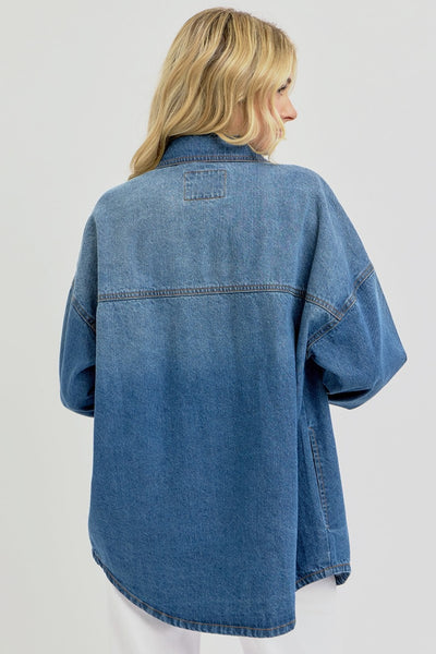 RISEN Ingrid Snap Down Long Sleeve Denim Shacket