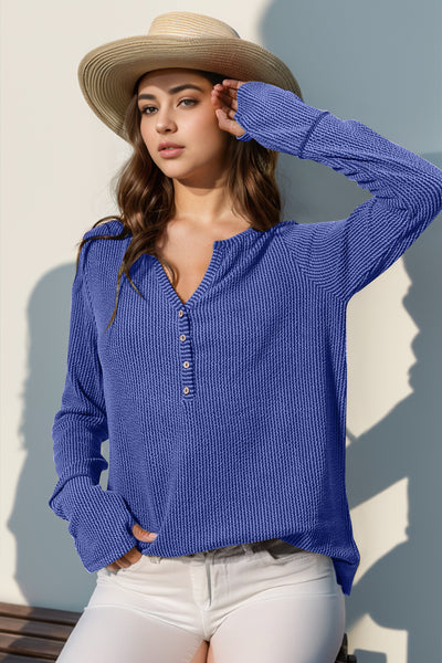 Eloise Notched Thumbhole Long Sleeve T-Shirt