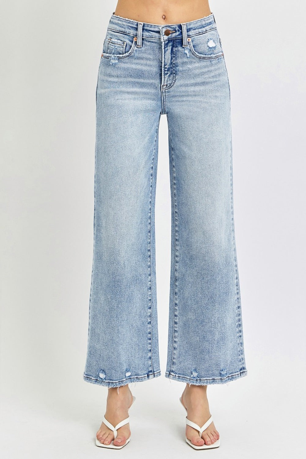 RISEN Payton Tummy Control High Rise Crop Wide Leg Jeans