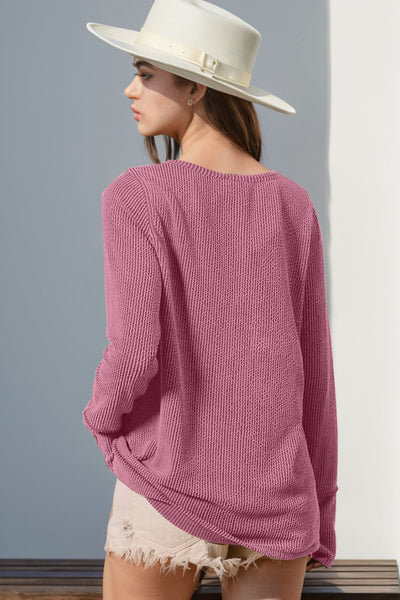 Eloise Notched Thumbhole Long Sleeve T-Shirt