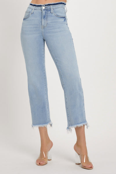 RISEN Chelsea High Rise Raw Edge Crop Jeans