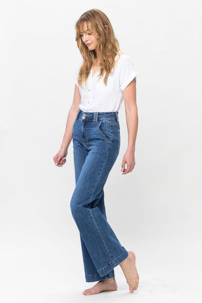 Judy Blue Patsy Double Button Wide Leg Jeans