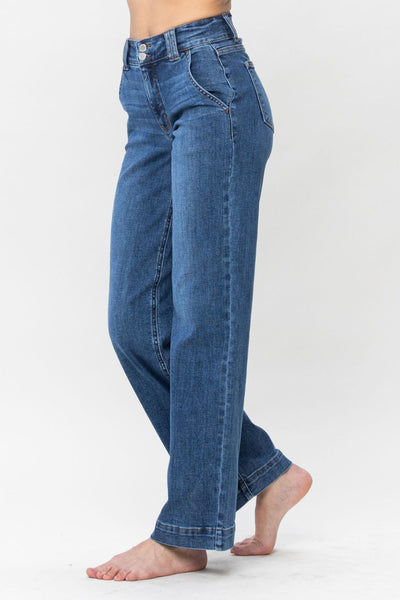 Judy Blue Patsy Double Button Wide Leg Jeans