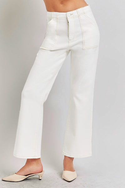 RISEN Lindsey High Rise Ankle Flare Jeans with Patch Pockets