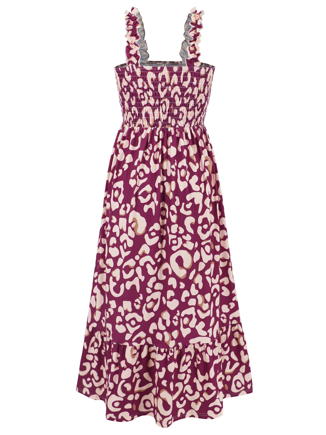 Cameron Smocked Printed Square Neck Sleeveless Maxi Dress