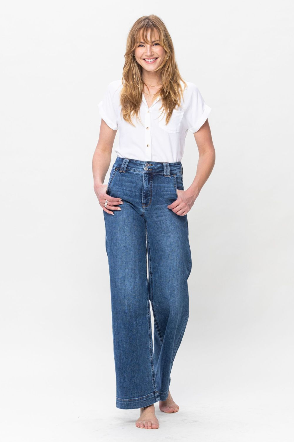 Judy Blue Patsy Double Button Wide Leg Jeans