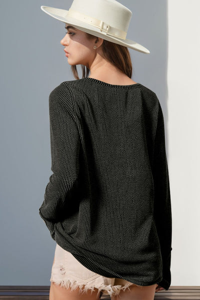 Eloise Notched Thumbhole Long Sleeve T-Shirt