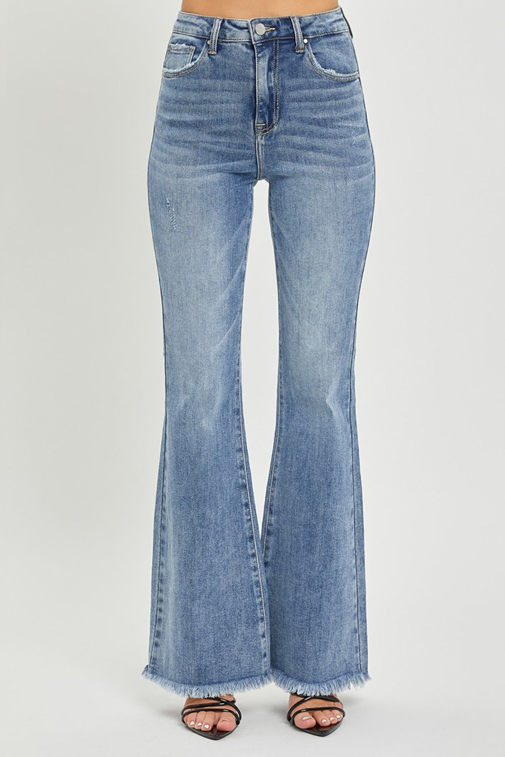 RISEN Kylie High Waist Raw Hem Flare Jeans