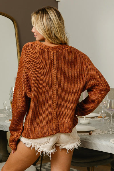 Brandi V-Neck Cable Knit Sweater