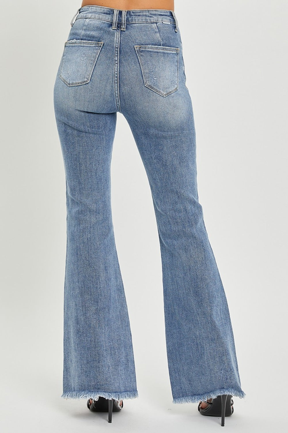 RISEN Kylie High Waist Raw Hem Flare Jeans