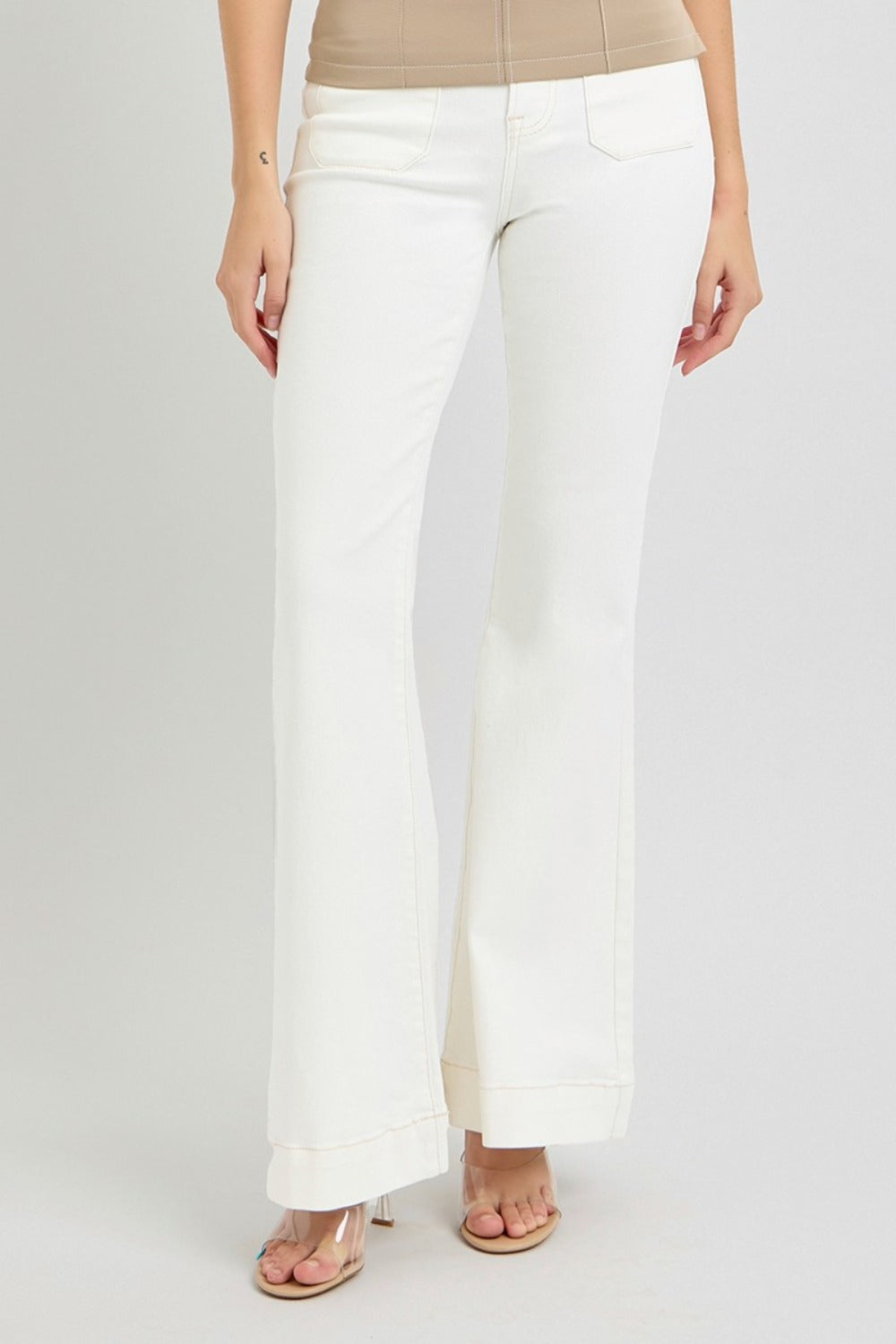 RISEN Tiffany High Rise Front Patch Pocket Flare Jeans