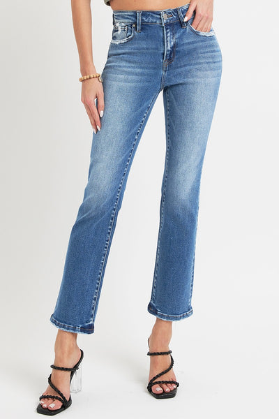 RISEN Francine Mid Rise Ankle Straight Jeans