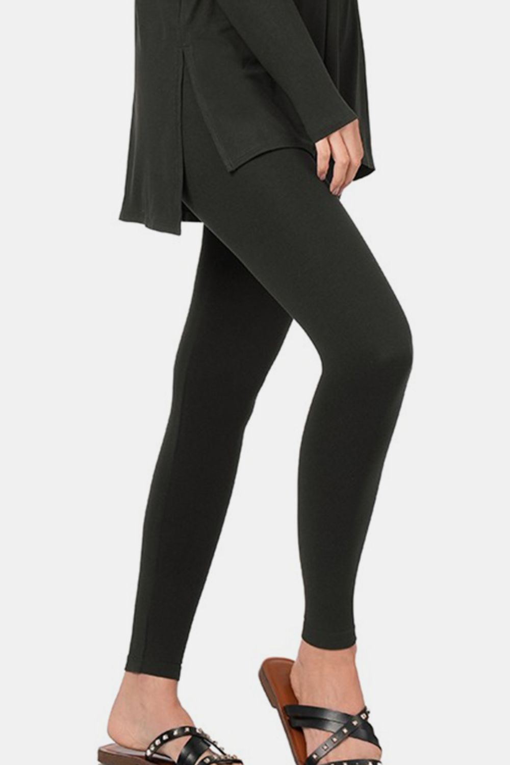 Coraline Black Brushed Microfiber Top and Leggings Lounge Set