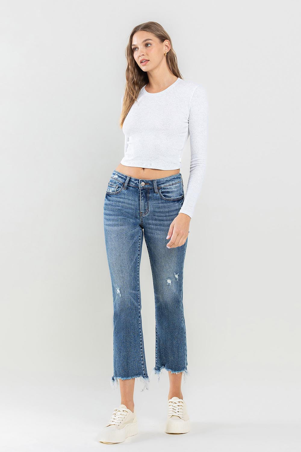 Lovervet Jennifer Mid Rise Frayed Hem Jeans