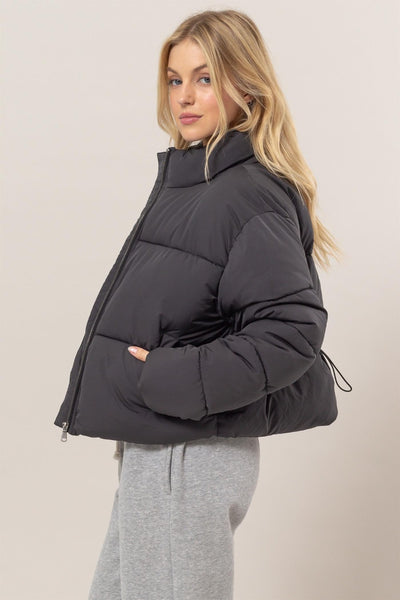 Harper Quilted Back Drawstring Puffer Jacket