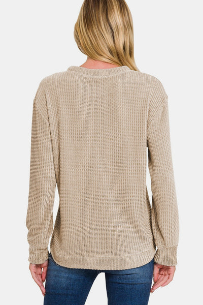 Doreen Chenille Waffle Round Neck Sweater