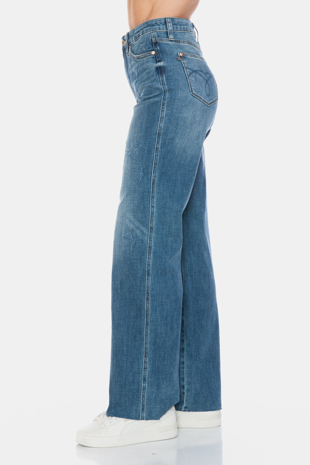 Judy Blue Ingrid Tummy Control Cut Raw Hem Straight Jeans