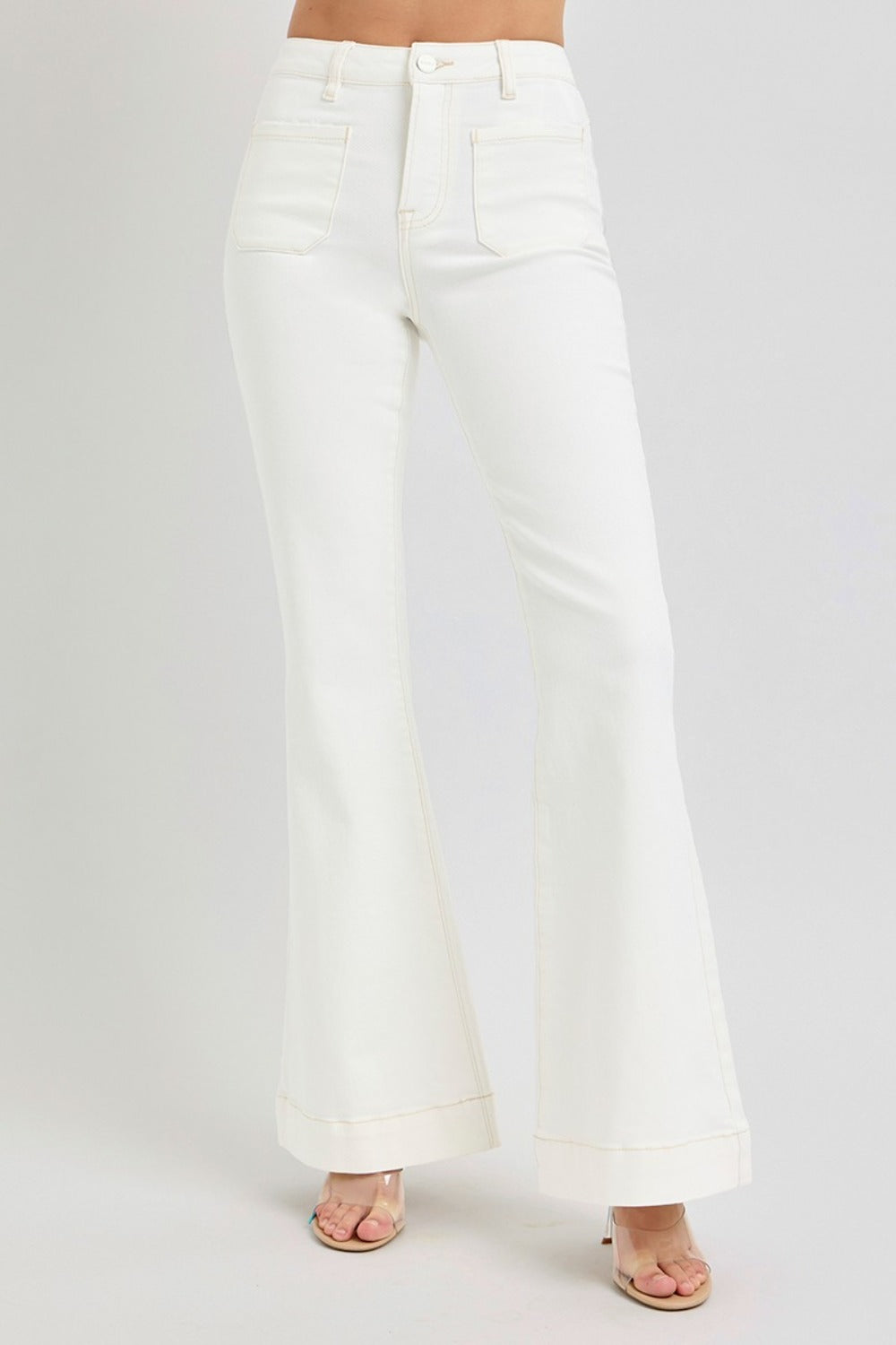 RISEN Tiffany High Rise Front Patch Pocket Flare Jeans