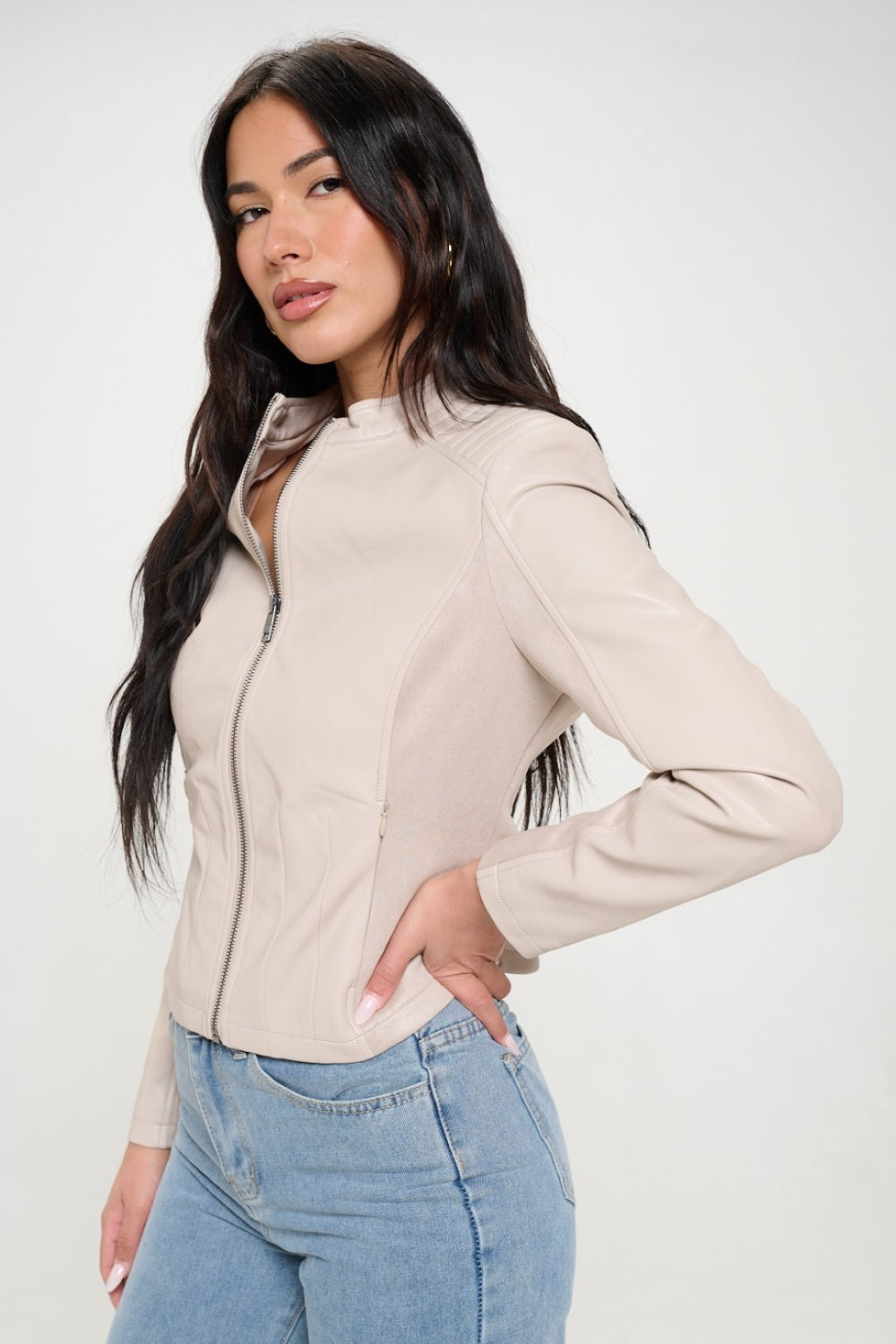 Mikayla Zip Up Vegan Moto Jacket