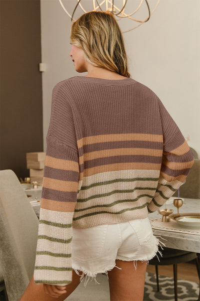 Becka Color Block Striped Long Sleeve Sweater