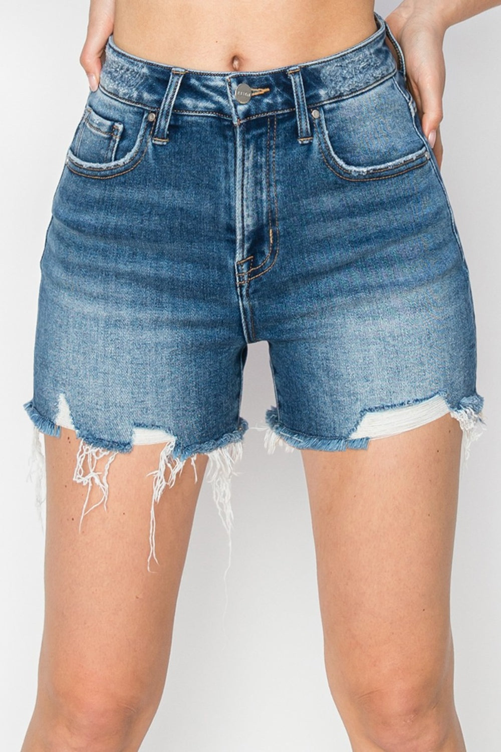 RISEN Tilly Raw Hem Distressed Denim Shorts