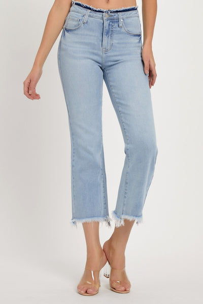 RISEN Chelsea High Rise Raw Edge Crop Jeans