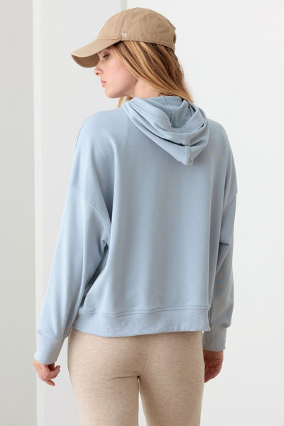 Mel Half Zip Drawstring Mock Neck Hoodie