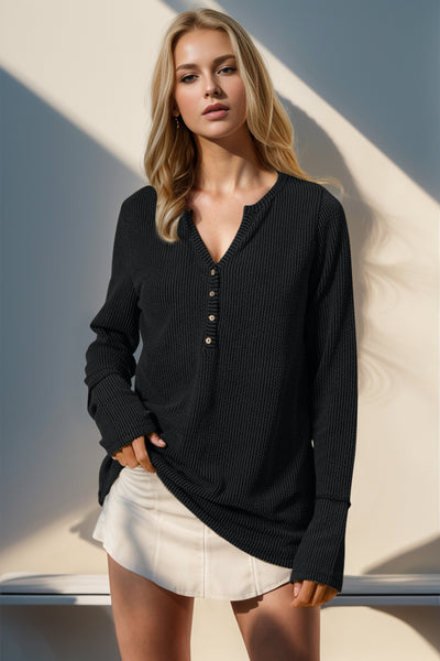 Eloise Notched Thumbhole Long Sleeve T-Shirt