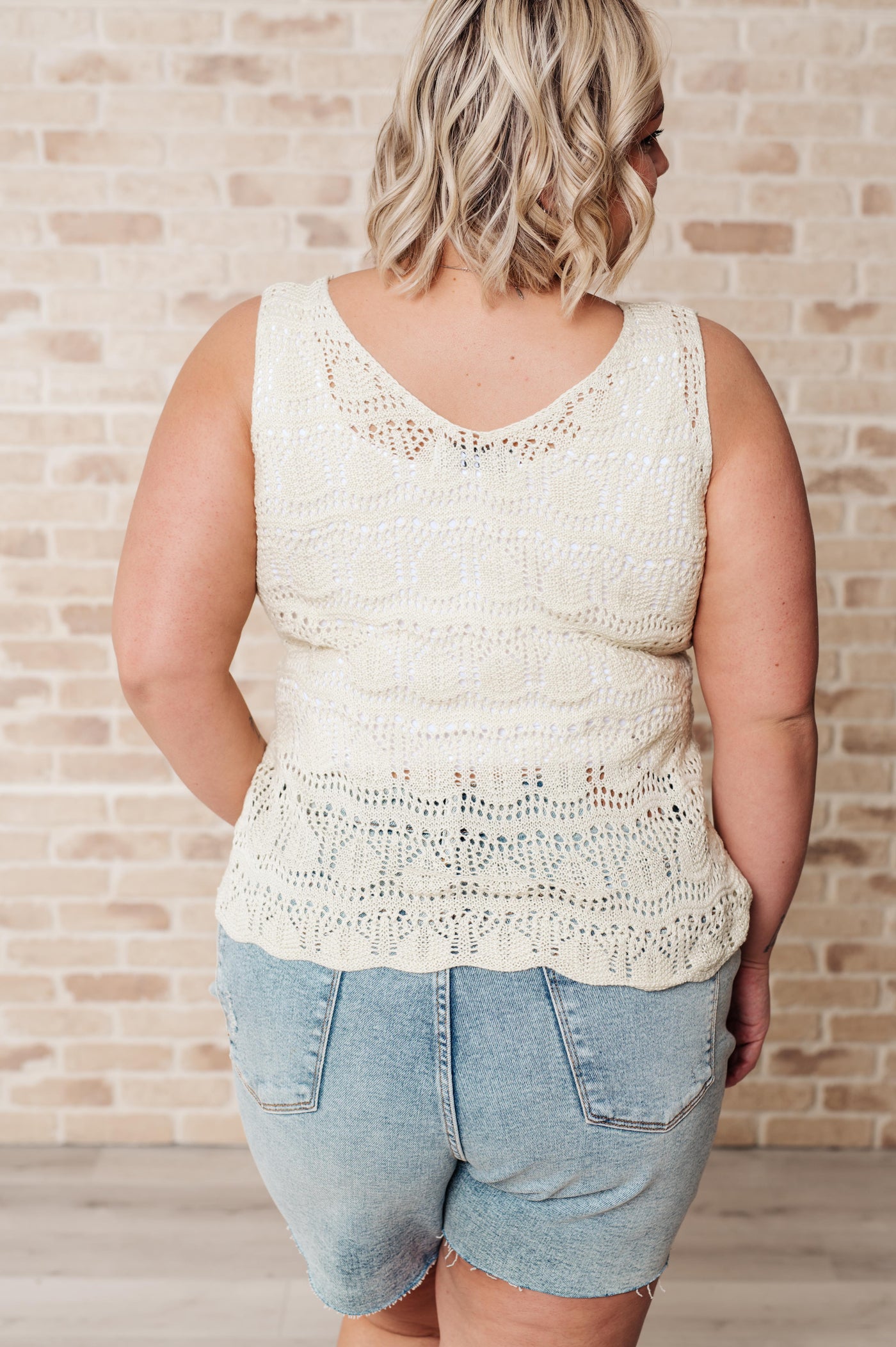 Avery Scalloped Open Knit Tank