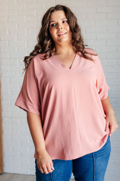 Courtney  Crinkle Woven V-Neck Blouse