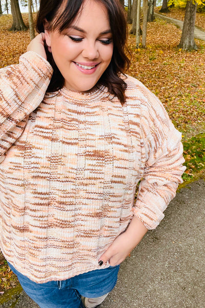Maureen Cream & Sepia Multicolor Chenille Velvet Sweater