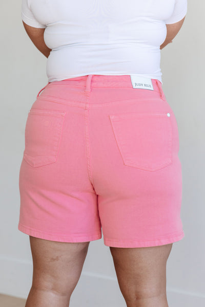 Judy Blue Jenny Pink High Rise Control Top Cuffed Shorts