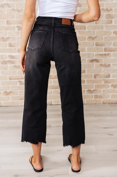 Judy Blue Ray High Rise Button Fly Wide Leg Crop Jeans