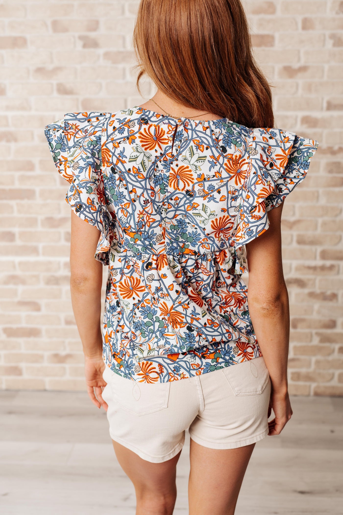 Lisa Floral Flutter Sleeve Blouse