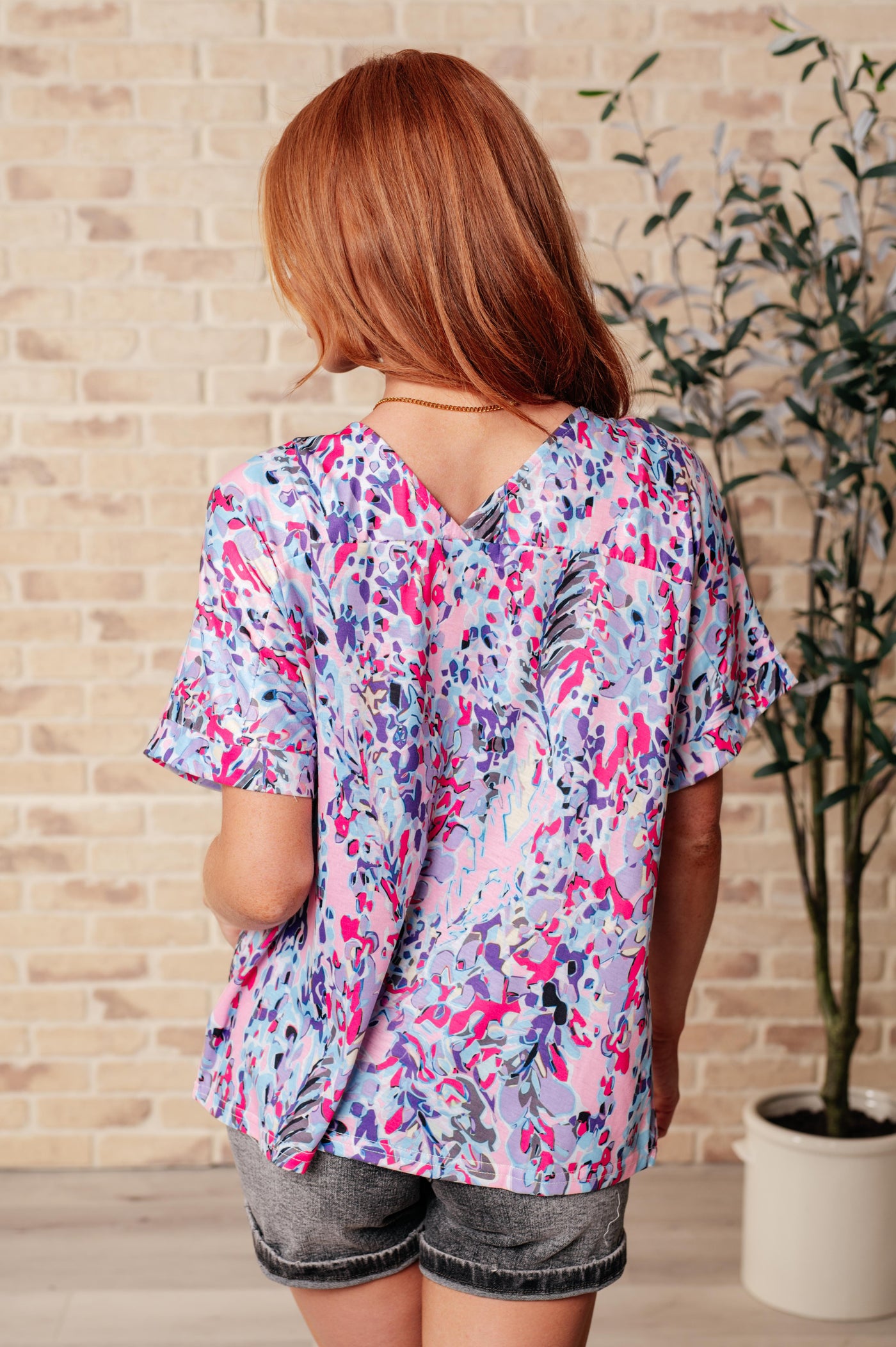 Stella Abstract Floral V-Neck Top