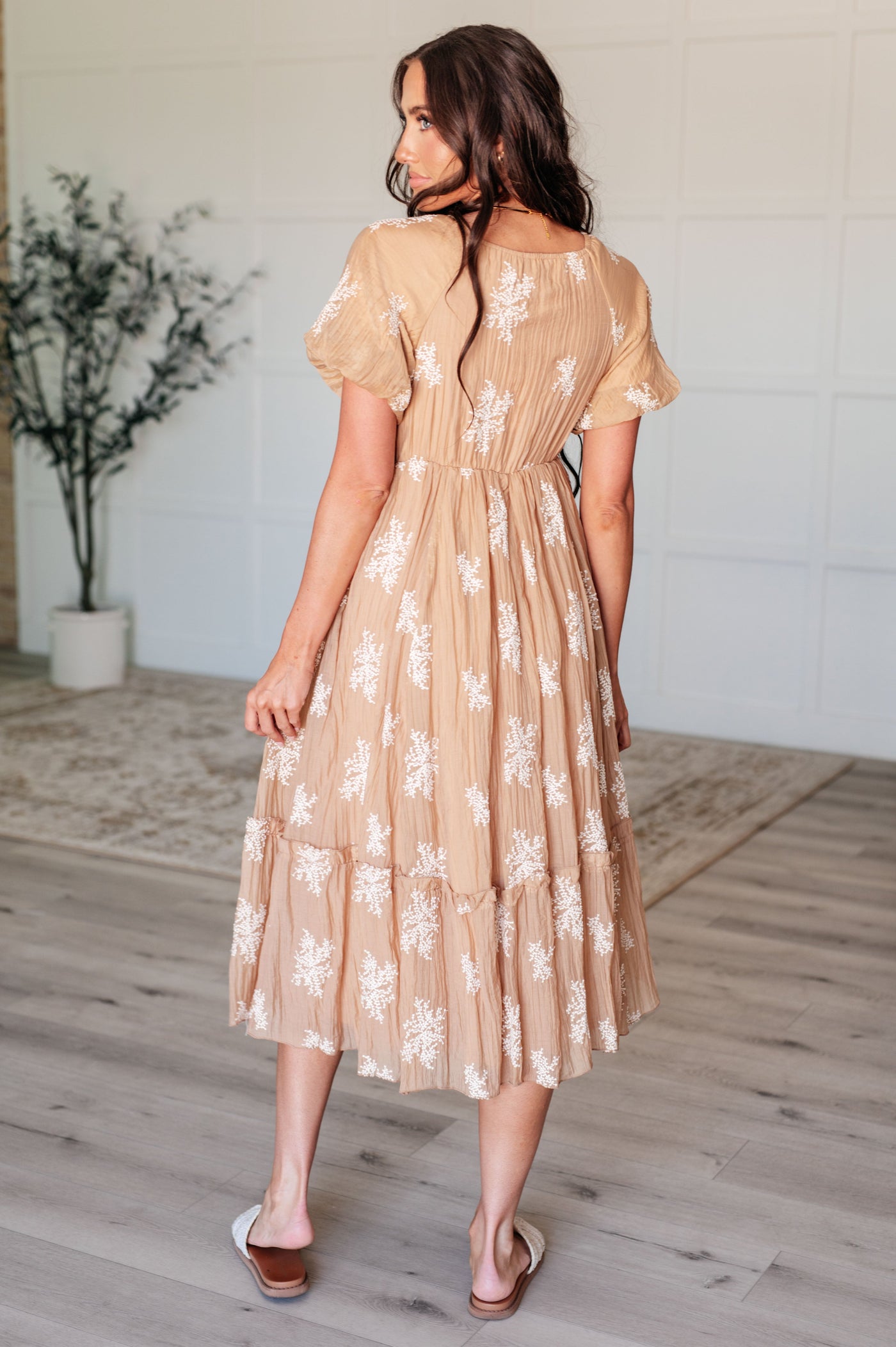 Darlene Camel Balloon Sleeve Dress