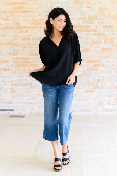 Gina V-Neck Blouse in Black