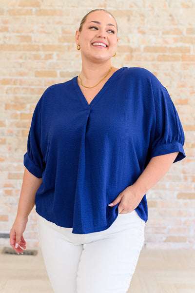 Gina V-Neck Blouse in Navy