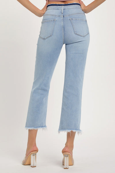 RISEN Chelsea High Rise Raw Edge Crop Jeans